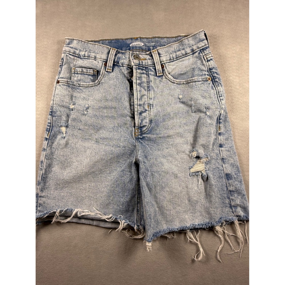 Old Navy Sky Hi Short Extra High Rise Light Wash Distressed Denim Shorts Size 4